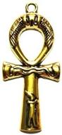 🔱 stylish set of 10 gold tone ankh pendants: egyptian cross charms in antiqued zinc alloy (43x19mm) logo