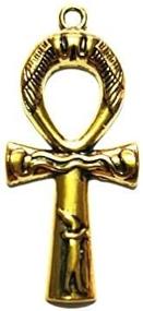 img 2 attached to 🔱 Stylish Set of 10 Gold Tone Ankh Pendants: Egyptian Cross Charms in Antiqued Zinc Alloy (43x19mm)