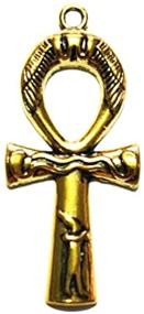 img 1 attached to 🔱 Stylish Set of 10 Gold Tone Ankh Pendants: Egyptian Cross Charms in Antiqued Zinc Alloy (43x19mm)