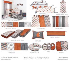 img 1 attached to Bacati - Playful Foxes Changing Pad Cover 🦊 in Vibrant Orange/Grey with Eye-Catching Orange Arrow Gussett Design