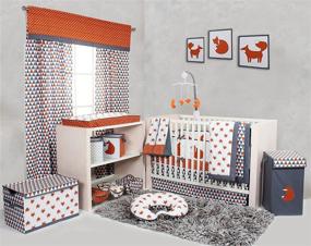img 2 attached to Bacati - Playful Foxes Changing Pad Cover 🦊 in Vibrant Orange/Grey with Eye-Catching Orange Arrow Gussett Design