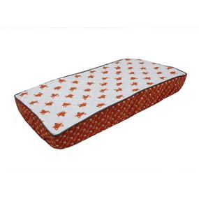 img 4 attached to Bacati - Playful Foxes Changing Pad Cover 🦊 in Vibrant Orange/Grey with Eye-Catching Orange Arrow Gussett Design