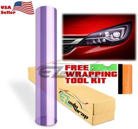 img 3 attached to 🔮 EZAUTOWRAP Glossy Purple 12000k Headlight Taillight Fog Light Side Marker Vinyl Tint Film Kit - Free 12"x12" (1FT x 1FT) Self Adhesive Tool