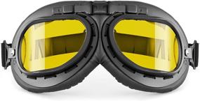 img 3 attached to 🚀 Bertoni Vintage Aviator Motorcycle Goggles - Mat Black - Anticrash Lenses AF195: Experience Classic Style and Enhanced Safety with Yellow Lens by Bertoni Italy