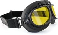 🚀 bertoni vintage aviator motorcycle goggles - mat black - anticrash lenses af195: experience classic style and enhanced safety with yellow lens by bertoni italy logo