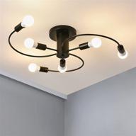 💡 modern focondot semi flush mount ceiling light with 6 lamp holders, e26 bulb base matt metal finish, vintage design for foyer, dining room, living room, bedroom logo