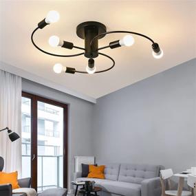 img 1 attached to 💡 Modern Focondot Semi Flush Mount Ceiling Light with 6 Lamp Holders, E26 Bulb Base Matt Metal Finish, Vintage Design for Foyer, Dining Room, Living Room, Bedroom