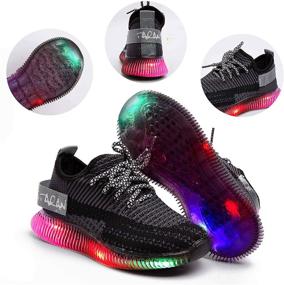 img 2 attached to 👟 Детские кроссовки Mictchz с LED-подсветкой: мягкие вязаные кроссовки для мальчиков и девочек с дышащим дизайном - идеальные первые шаги для малышей и маленьких детей.