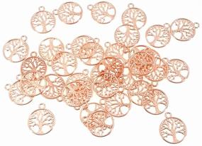 img 1 attached to 🌳 50pcs Rose Gold Sephirothic Tree Kabbalah Tree of Life Lucky Charm Pendant for DIY Crafting Key Chain Bracelet Necklace Jewelry Making Findings