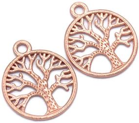 img 2 attached to 🌳 50pcs Rose Gold Sephirothic Tree Kabbalah Tree of Life Lucky Charm Pendant for DIY Crafting Key Chain Bracelet Necklace Jewelry Making Findings