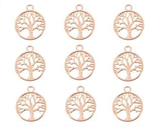 img 4 attached to 🌳 50pcs Rose Gold Sephirothic Tree Kabbalah Tree of Life Lucky Charm Pendant for DIY Crafting Key Chain Bracelet Necklace Jewelry Making Findings