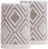 🛀 pidada hand towels set of 2: diamond pattern 100% cotton, highly absorbent and soft - ideal for bathroom (beige, 13.4 x 29.5 inch) logo