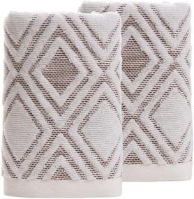 img 4 attached to 🛀 Pidada Hand Towels Set of 2: Diamond Pattern 100% Cotton, Highly Absorbent and Soft - Ideal for Bathroom (Beige, 13.4 x 29.5 Inch)