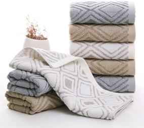 img 1 attached to 🛀 Pidada Hand Towels Set of 2: Diamond Pattern 100% Cotton, Highly Absorbent and Soft - Ideal for Bathroom (Beige, 13.4 x 29.5 Inch)
