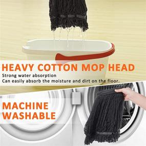 img 1 attached to 🧹 Baban Wet Mop for Floor Cleaning, Loop-End String Wet Mop with 67inch Aluminum Pole, Heavy-Duty Cotton Mop Suitable for Home, Office, Cement Floors
