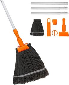 img 4 attached to 🧹 Baban Wet Mop for Floor Cleaning, Loop-End String Wet Mop with 67inch Aluminum Pole, Heavy-Duty Cotton Mop Suitable for Home, Office, Cement Floors