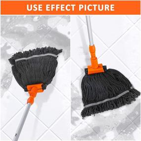 img 2 attached to 🧹 Baban Wet Mop for Floor Cleaning, Loop-End String Wet Mop with 67inch Aluminum Pole, Heavy-Duty Cotton Mop Suitable for Home, Office, Cement Floors
