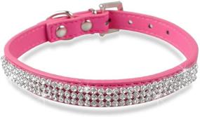 img 2 attached to Sparkling Elegance: Didog Full Crystal Rhinestones PU Leather Dog Pet Collars with Shining Diamonds & Rhinestone Buckle