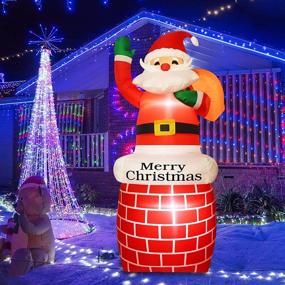 img 4 attached to 🎅 5-Foot LED-Lit Christmas Inflatable Santa Claus with Built-in Lights - Holiday/Party/Xmas Yard Decorations, Garden Ornaments