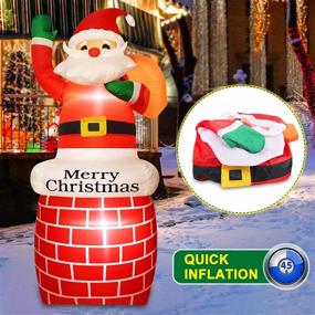 img 1 attached to 🎅 5-Foot LED-Lit Christmas Inflatable Santa Claus with Built-in Lights - Holiday/Party/Xmas Yard Decorations, Garden Ornaments