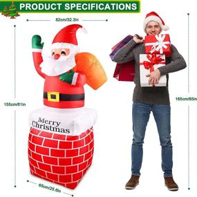 img 2 attached to 🎅 5-Foot LED-Lit Christmas Inflatable Santa Claus with Built-in Lights - Holiday/Party/Xmas Yard Decorations, Garden Ornaments