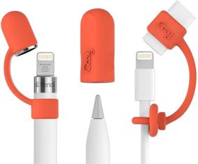img 4 attached to 3-Piece PencilCozy Set for Apple Pencil Cap, Protective Cover & Charging Cable Adapter Holder - Prevent Damage and Works with Apple iPad Pro Pencil (Coral)