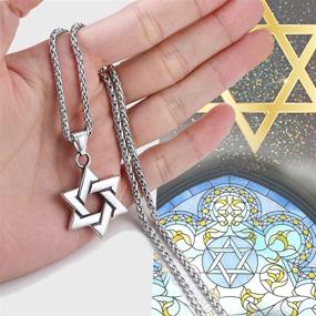 img 1 attached to ⭐️ PROSTEEL Star of David Necklace: Unisex Stainless Steel Pendant, Adjustable 22-24inch, available in Silver/Gold/Black Tone, in a Gift Box