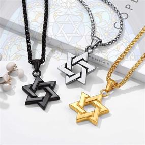 img 3 attached to ⭐️ PROSTEEL Star of David Necklace: Unisex Stainless Steel Pendant, Adjustable 22-24inch, available in Silver/Gold/Black Tone, in a Gift Box