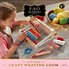 img 3 attached to 🎨 FAO Schwarz Children's 8-Piece Arts and Crafts Weaving Loom Set: Design Unique Weaves and Fabric Projects with Colorful String; Bundle Includes Loom Frame, 4 Colorful String Packs, 3 Wooden Shuttles, for Ages 4+