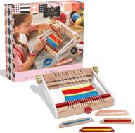 🎨 fao schwarz children's 8-piece arts and crafts weaving loom set: design unique weaves and fabric projects with colorful string; bundle includes loom frame, 4 colorful string packs, 3 wooden shuttles, for ages 4+ logo