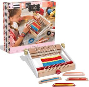 img 4 attached to 🎨 FAO Schwarz Children's 8-Piece Arts and Crafts Weaving Loom Set: Design Unique Weaves and Fabric Projects with Colorful String; Bundle Includes Loom Frame, 4 Colorful String Packs, 3 Wooden Shuttles, for Ages 4+