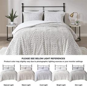 img 3 attached to 🛏️ Madison Park MP10-4803 Adelyn Plush Faux Fur Chevron Comforter Set, King/California King, Ivory 3 Piece - Ultra Soft