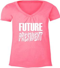 img 2 attached to 👚 Девочки розовый V-образный футболка "Future President" от Queen Apparel