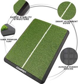 img 3 attached to CHAMPKEY Golf Hitting Mat with Alignment Guides - Premium Rubber 🏌️ Base Golf Practice Mat Including 1 Rubber Tee and 9 Plastic Tees