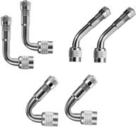 universal silver metal valve stem extenders - 6 pack for motorcycle, car, truck, bike, scooter, rv logo