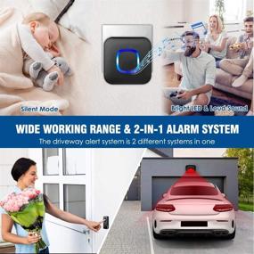 img 1 attached to 🔔 BISTEE Wireless Driveway Alarm System - Weatherproof Motion Sensor Detector Doorbell for Home & Garage Security - 58 Chimes/500ft Range - AA4 Batteries NOT Included