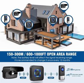 img 2 attached to 🔔 BISTEE Wireless Driveway Alarm System - Weatherproof Motion Sensor Detector Doorbell for Home & Garage Security - 58 Chimes/500ft Range - AA4 Batteries NOT Included