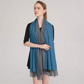 img 3 attached to 🧣 Longwu Women's Luxurious Cashmere Wool Scarf: Large Pashminas Shawl, Wrap, and Warm Stole Blanket