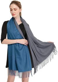 img 4 attached to 🧣 Longwu Women's Luxurious Cashmere Wool Scarf: Large Pashminas Shawl, Wrap, and Warm Stole Blanket