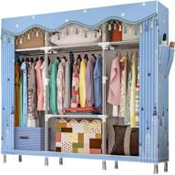 🏰 zzbiqs dream castle extra large wardrobe storage closet: portable organizer with flannel cover, hang rod, and side pockets logo