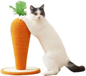 img 4 attached to Affenlaskan Cat Scratching Post Activity Cat Tree: Natural Sisal Carrot Scratcher for Indoor Kittens