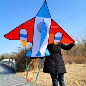 img 1 attached to 🪁 HENGDA KITE for Kids: Cartoon Plane Single Line Kite - Outdoor beach and park toy for children