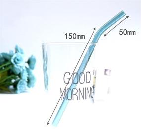 img 2 attached to 🥤 Set of 6 Bent Glass Drinking Straws with 2 Cleaning Brushes, Shatter Resistant, BPA Free, Non-Toxic, Eco-Friendly, 200mm x 10mm (Bent 8'' x10mm, MultiColor)