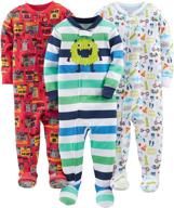 3-pack snug fit footed cotton pajamas for boys by simple joys carter's logo