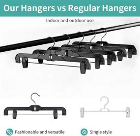 img 2 attached to 👗 Black Plastic Pant Skirt Hangers 20 Pack with Clips and Steel Wire, All Black Finish 14 inch by Perfecasa