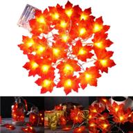 🍁 fall maple leaves string lights - 2 sets: 20 feet, 40 led battery powered maple leaf lights for thanksgiving, autumn garland lights, party indoor outdoor ornaments логотип