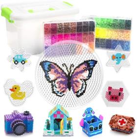 img 4 attached to 🎨 Kids 5MM Fusion Beads Kit - 12,000 pcs Iron Beads with 48 Colors and Complete Accessories - Perfect Child Gift for Creative Crafting