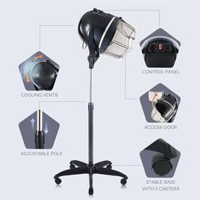 img 3 attached to 🔥 Premium Stand-Up Hair Bonnet Dryer with Adjustable Hood, Timer, and Rolling Base - Perfect for Beauty Salons or Home Use