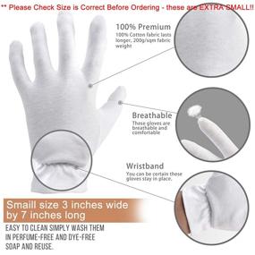 img 3 attached to 🧤 Moisturizing Gloves for Kids - XS Size (Please Verify Sizing) | Cotton Bedtime Gloves for Overnight | High-Quality Cosmetics Inspection Premium Cloth | Ideal for Eczema, Dry, Sensitive, Irritated Skin | Spa Therapy Wristband