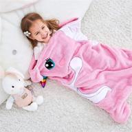 🦄 kids unicorn blanket - animal sleeping bag gift for girls - cute throw blanket for bed, couch, travel, sleepovers - outdoor animal plush toy - 27x36 inch - pink logo